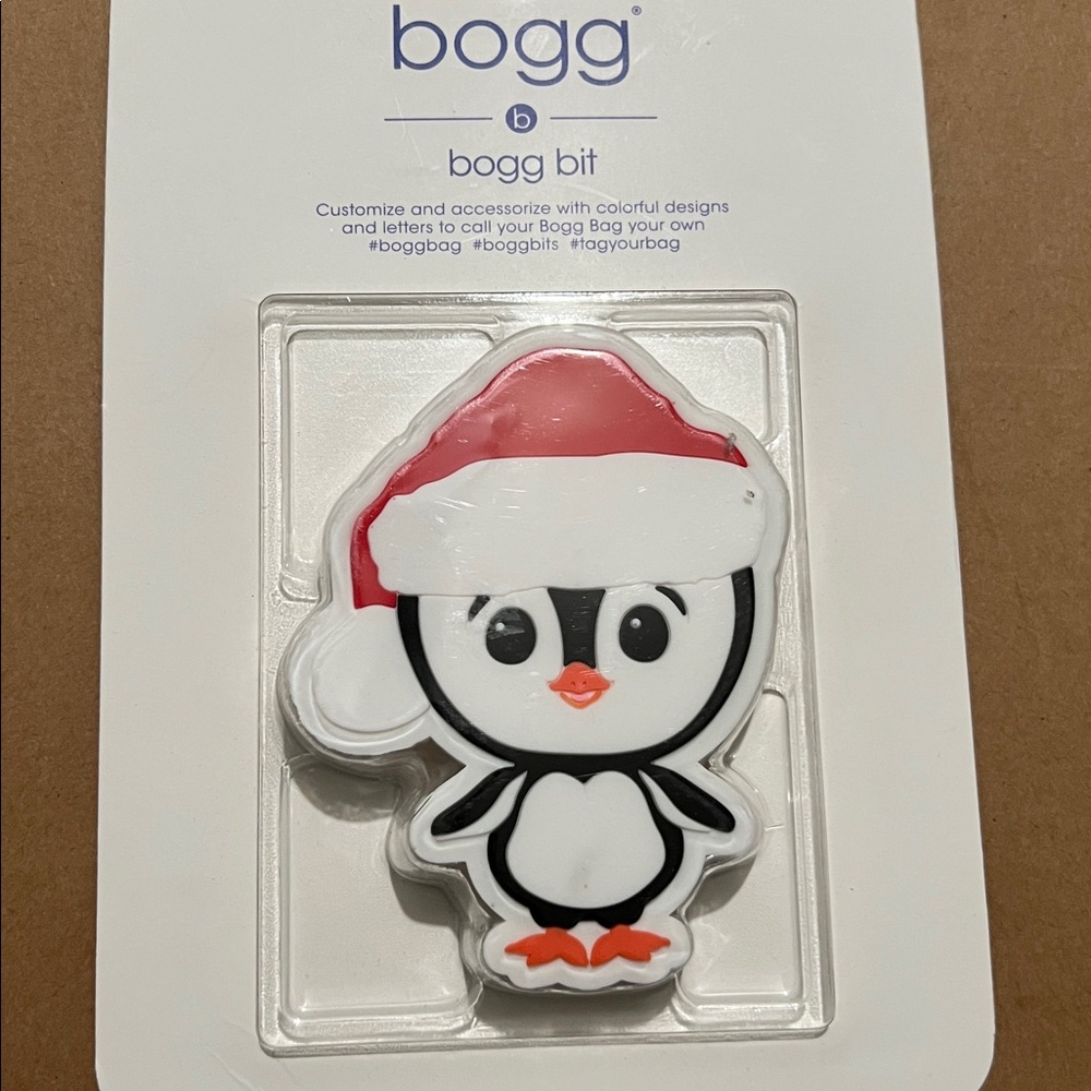 Bogg Bits Bogg bag accessories holiday penguin wearing Santa hat Christmas‎ red
